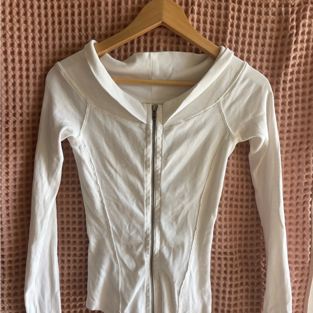 White Zip-Front Women's Top - Free People